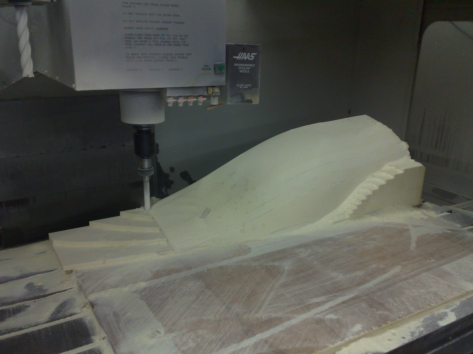 Fairing side section being cut by the Haas Router
