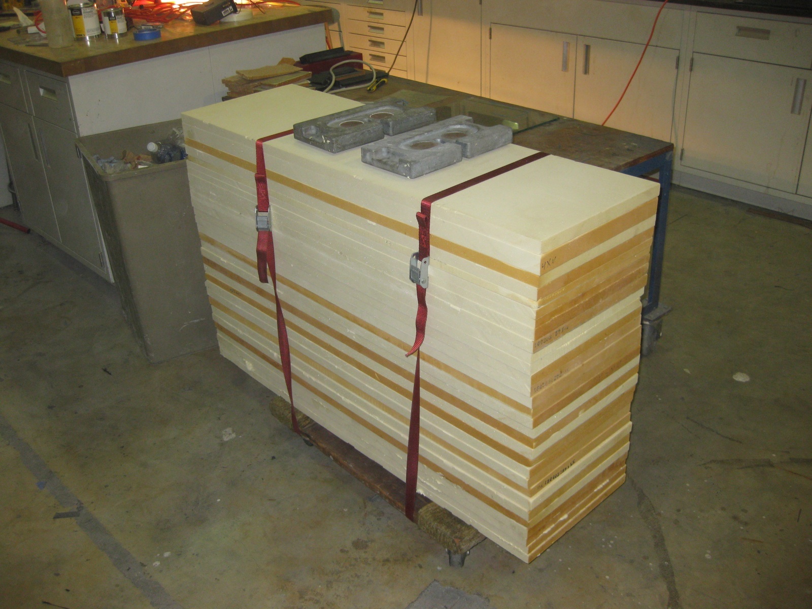 Raw Foam curing before transport to machine shop