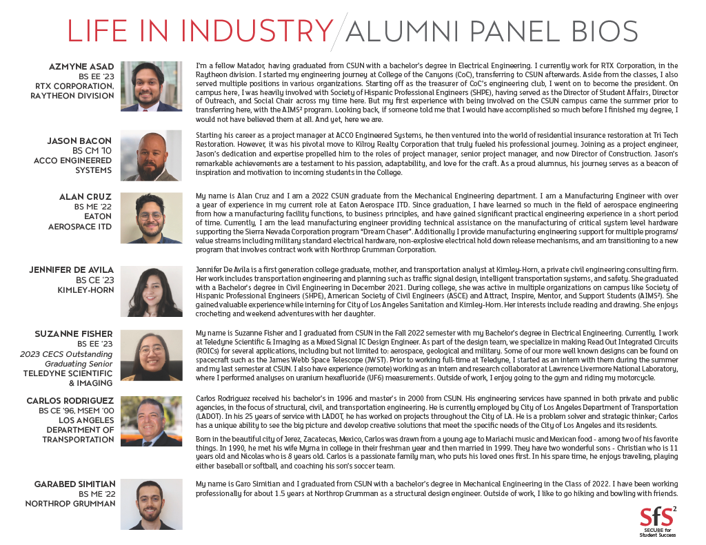 SFS2 Panel Discussion Life in Industry flyer page 2 image