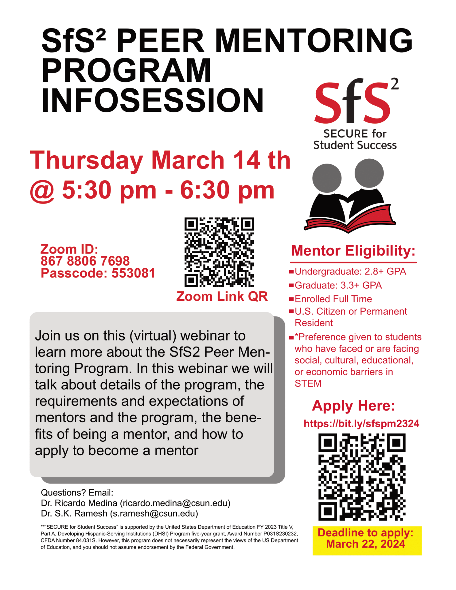 SFS2 Peer Mentoring Program Infosession