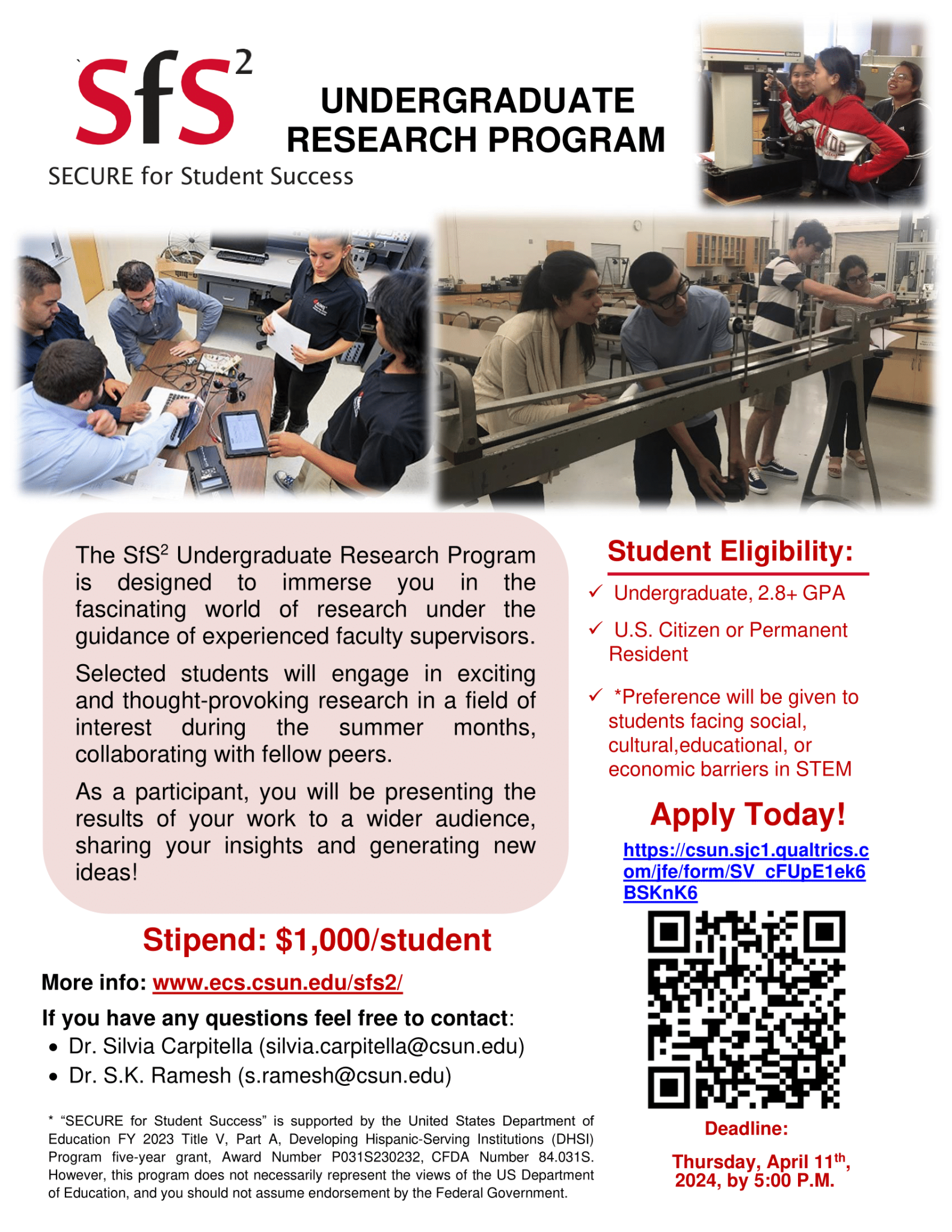 Undergraduate Research Program Flyer