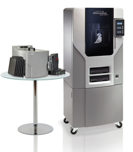 Dimension 1200es 3D printer on wheeled metal cabinet